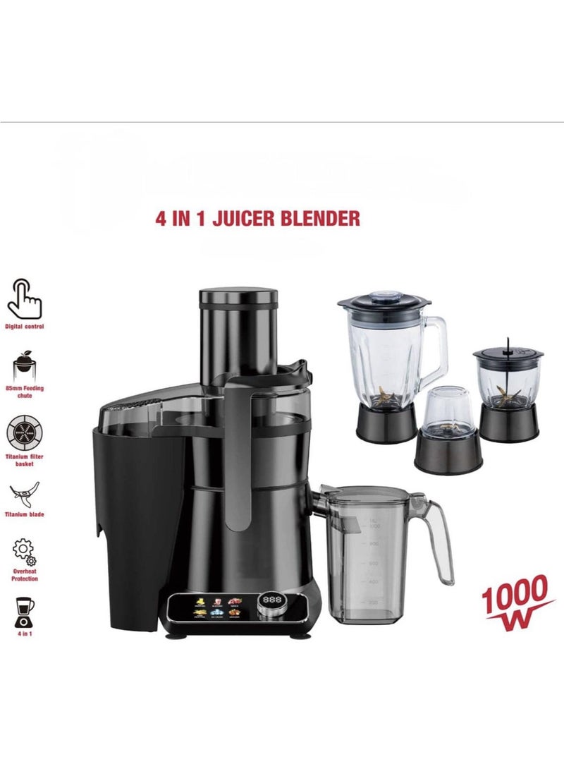 4 in 1 Digital Juicer Blender  1.5L Juicer Cup, 2L Pulp Container, 1.5L Glass Blender, Chopper & Grinder with Powerful Copper Motor with Titanium Filter, Stainless Steel Body, Smart Programs & Recipe Display - Image 2