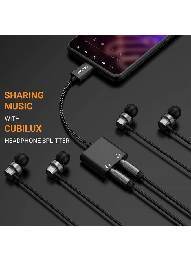 Cubilux USB C Headphone Splitter, Type C to Dual Audio Jack Splitter, Earphone Share Adapter for New USB C iPad 10 iPad Pro/Air 5 4/Mini 6, Samsung S21/S20 Note 20/10 Tab S8 S7 S6, Pixel 7/6 Pro 5 XL - Image 2
