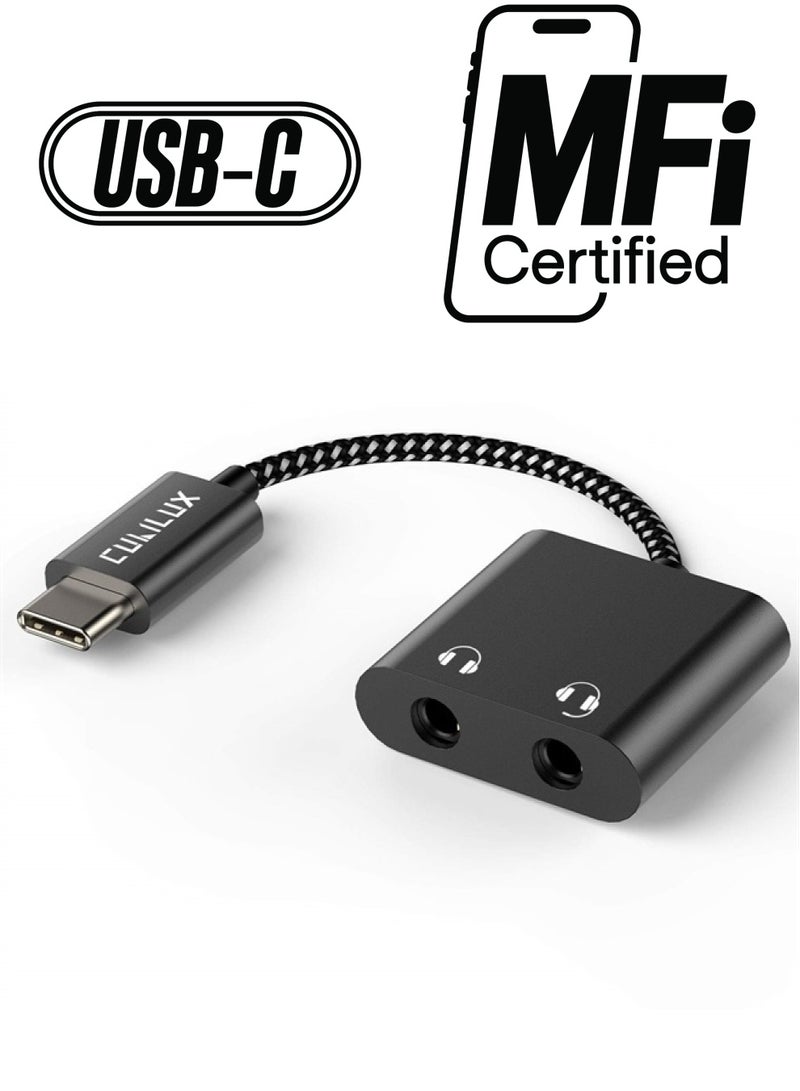 Cubilux USB C Headphone Splitter, Type C to Dual Audio Jack Splitter, Earphone Share Adapter for New USB C iPad 10 iPad Pro/Air 5 4/Mini 6, Samsung S21/S20 Note 20/10 Tab S8 S7 S6, Pixel 7/6 Pro 5 XL - Image 1