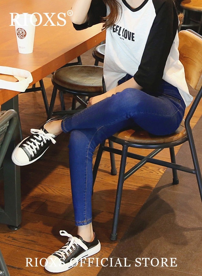 RIOXS Women's Slim Fit Jeans High Waist Ankle Length Trousers Skinny Denim Pant, Stretch Denim Pants with Tummy Control, Comfortable Skinny Trousers, Casual Work Office Jeans,  - Image 3