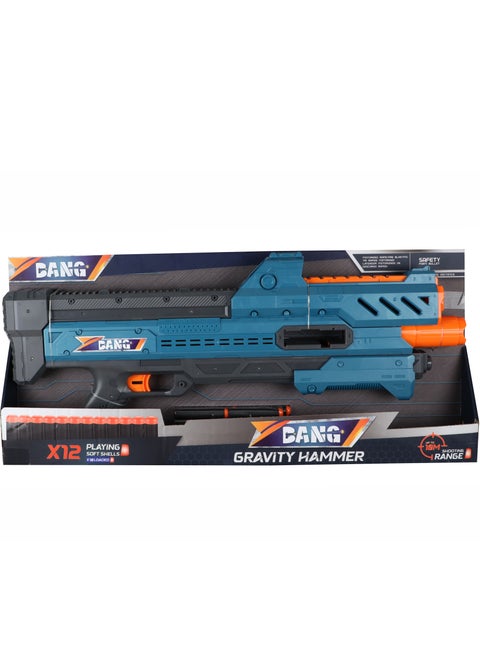 Bang - Gravity Hammer Toy Gun with 12 Bullets, Manual Firing, Long Range Shooting for Kids