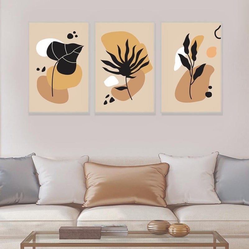 Marktna Three canvas panels with a bohemian art design and a hollow frame, measuring (90×40), three pieces - Image 3