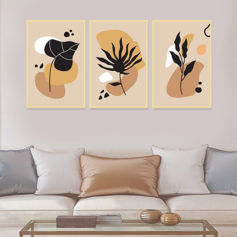 Marktna Three canvas panels with a bohemian art design and a hollow frame, measuring (90×40), three pieces - Image 1