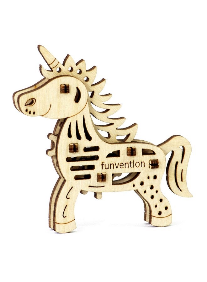 فنفينشين Funvention - لعالم صغير في كل طفل، Funvention ألعاب خشبية هندسية من الغابة، نماذج ميكانيكية مصغرة لأسد ووحيد القرن وديناصور وفراشة، مجموعة ألغاز ثلاثية الأبعاد تعليمية - مجموعة من 4 قطع، للأطفال - Image 5