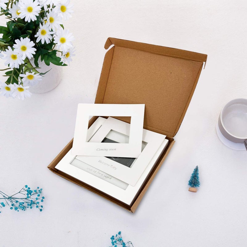 IHEIPYE Baby Sonogram Photo Frame - Ultrasound Picture Frame for Expecting Parents, Baby Showers, Gender Reveal Parties, Nursery Decor (Silver Text, White) - Image 5