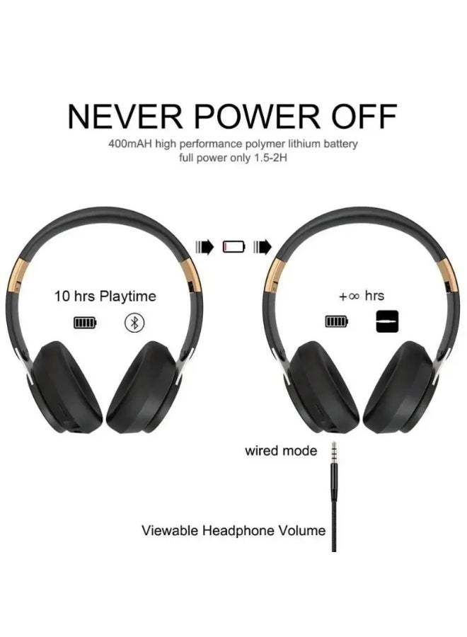 Hifi Wireless Headphones 9D Heavy Bass Surround Stereo Bluetooth Earphones Foldable Adjustable Support TF Card/AUX Play With Mic - Image 3