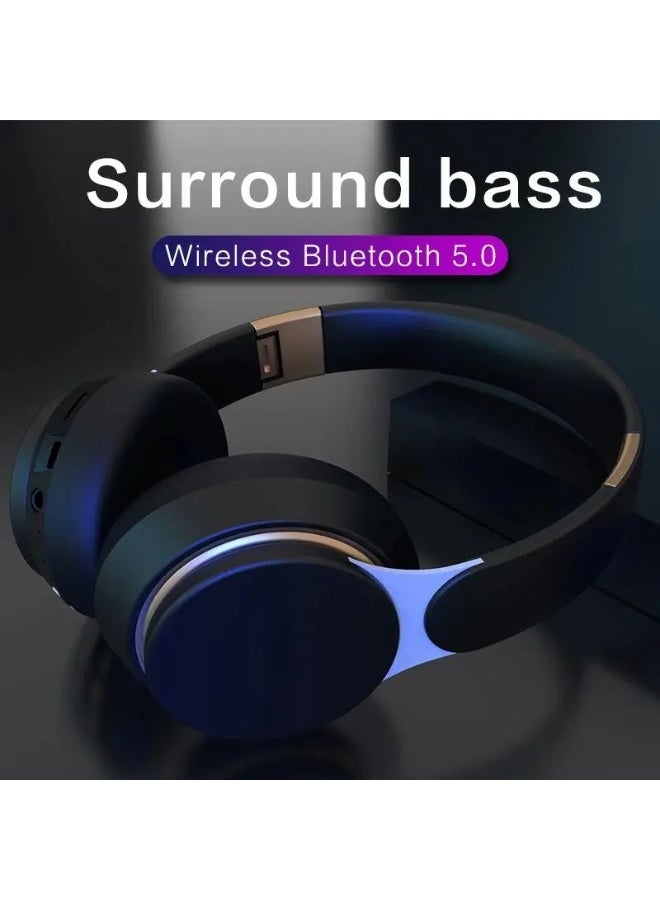 Hifi Wireless Headphones 9D Heavy Bass Surround Stereo Bluetooth Earphones Foldable Adjustable Support TF Card/AUX Play With Mic - Image 2