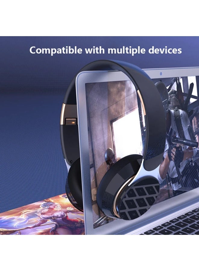 Hifi Wireless Headphones 9D Heavy Bass Surround Stereo Bluetooth Earphones Foldable Adjustable Support TF Card/AUX Play With Mic - Image 5