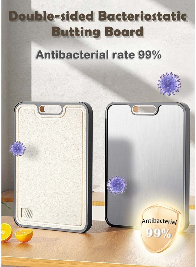 لوح التقطيع، لوح تقطيع مزدوج الجوانب مع وظيفة الطحن، قالب تقطيع من الفولاذ المقاوم للصدأ للحوم والفواكه والخضروات - Image 3