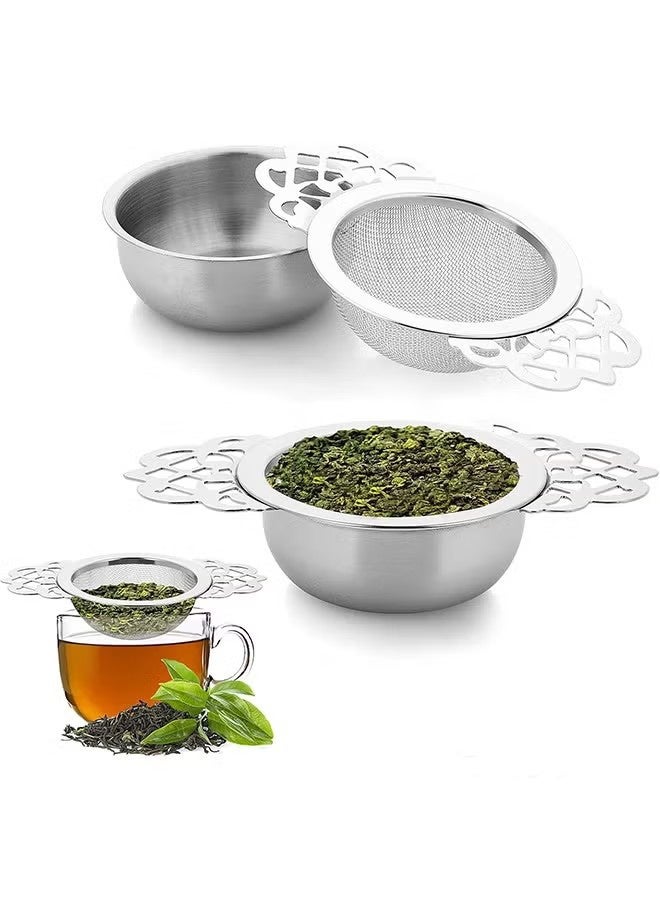 YJ 1 Pack Small Fine Mesh Tea Strainers with Bowl, Stainless Steel Loose Tea Infusers Strainers 7 cm Diameter Tea Filter with Double Wing Extender Ideal for Loose Tea Juice Coffee Filter - Image 1