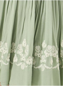 Styli Plus Size Embroidered Gathered Midi Skirt  - Image 3