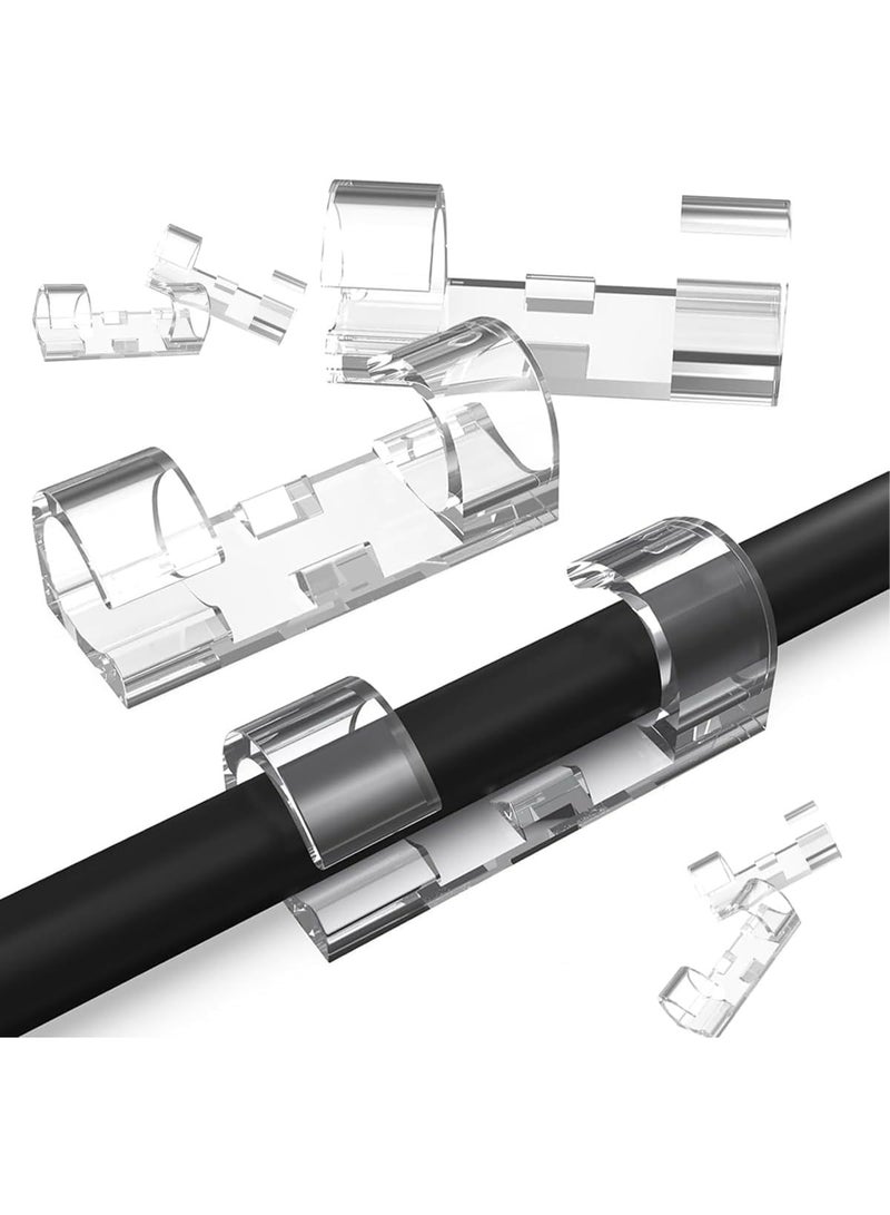 Clear Cable Clips – 20 Piece Self-Adhesive Wire Holders and Organizers, Strong Adhesive Cable Management Clips for Charger Cords, TV Cables, Computer Wires, Wall Mount, Multi-Purpose for Home, Office, and Car - Image 1