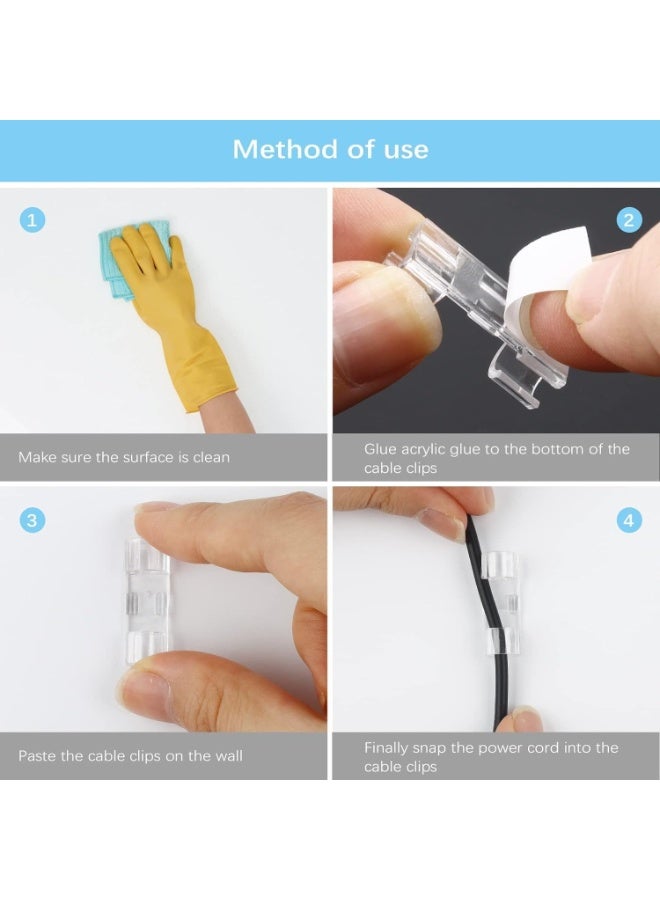 Clear Cable Clips – 20 Piece Self-Adhesive Wire Holders and Organizers, Strong Adhesive Cable Management Clips for Charger Cords, TV Cables, Computer Wires, Wall Mount, Multi-Purpose for Home, Office, and Car - Image 4