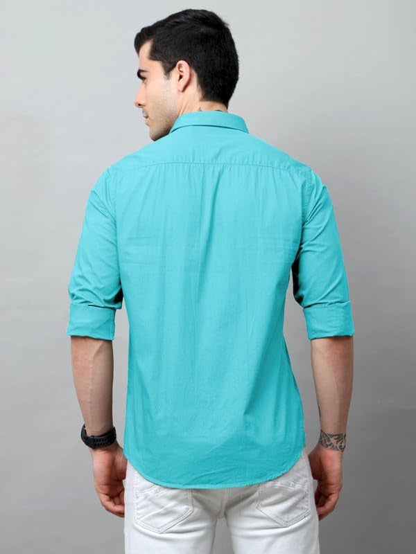 Tee Projekt Men's Solid Regular Fit Shirt (Tee Pin4_Aqua Sky Blue - Image 2