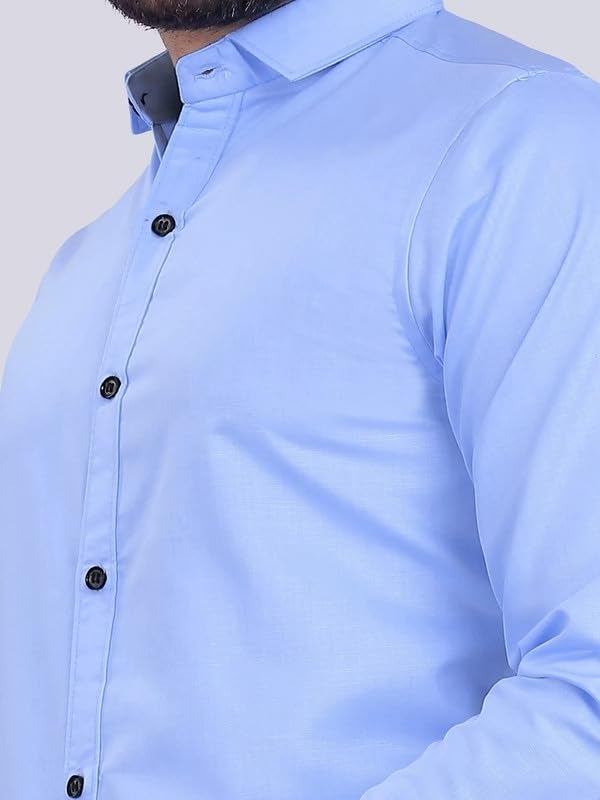 Tee Projekt Men's Solid Regular Fit Shirt (Tee Pin4_Aqua Sky Blue - Image 5