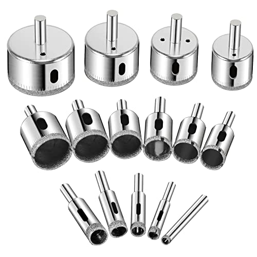 Semderm Diamond Drill bits, 15 PCS Diamond Hole Saw Drill Bit Set for Tile Pot, Glass Drill bits for Ceramic Bottles Porcelain Marble Granite Stone - Image 1