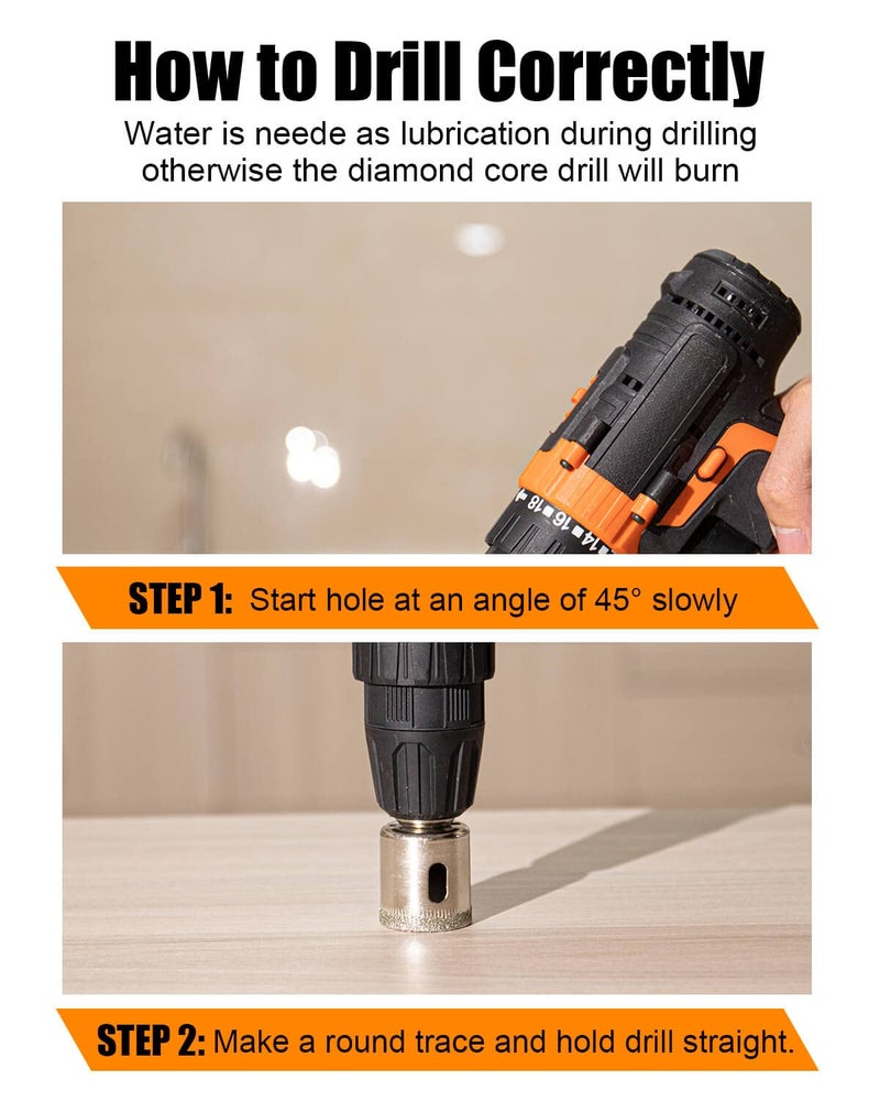 Semderm Diamond Drill bits, 15 PCS Diamond Hole Saw Drill Bit Set for Tile Pot, Glass Drill bits for Ceramic Bottles Porcelain Marble Granite Stone - Image 4