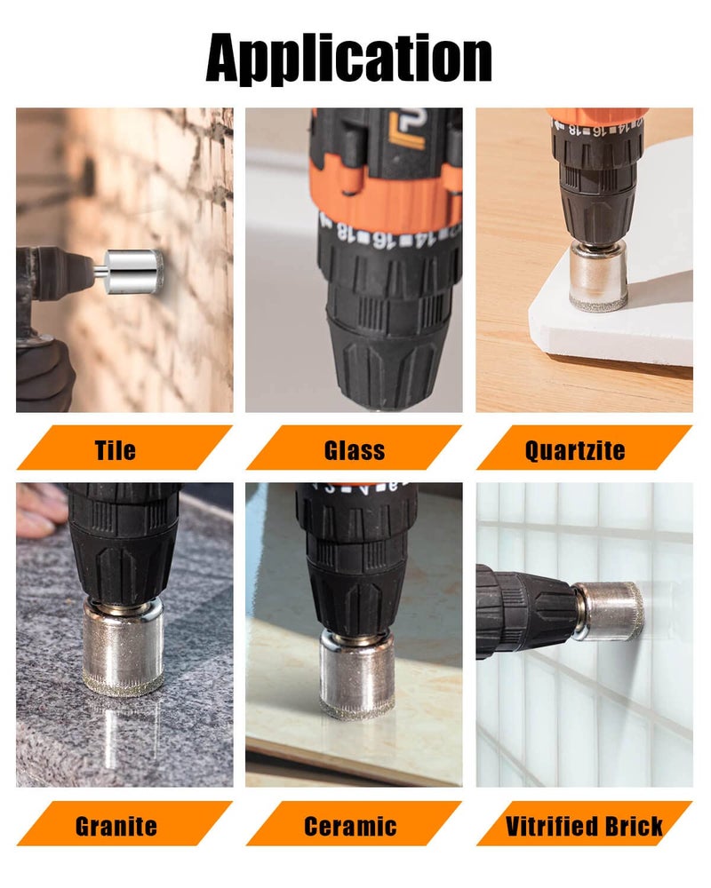Semderm Diamond Drill bits, 15 PCS Diamond Hole Saw Drill Bit Set for Tile Pot, Glass Drill bits for Ceramic Bottles Porcelain Marble Granite Stone - Image 5