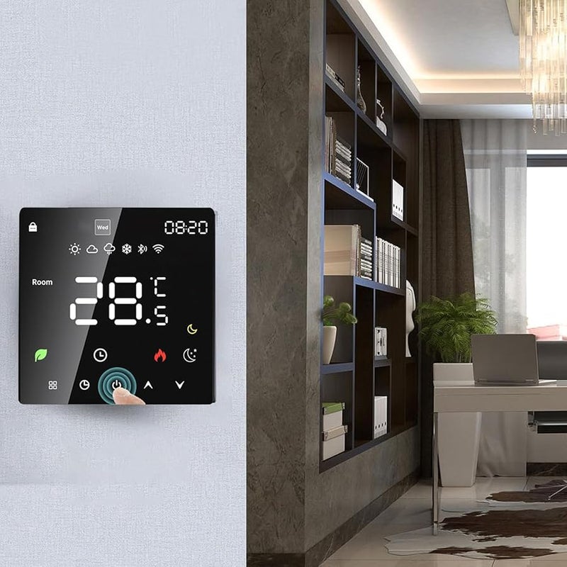 منظم حرارة أرضي قابل للبرمجة عبر واي فاي بشاشة لمسية لتحكم في درجة الحرارة 16 أمبير أسود - Image 5