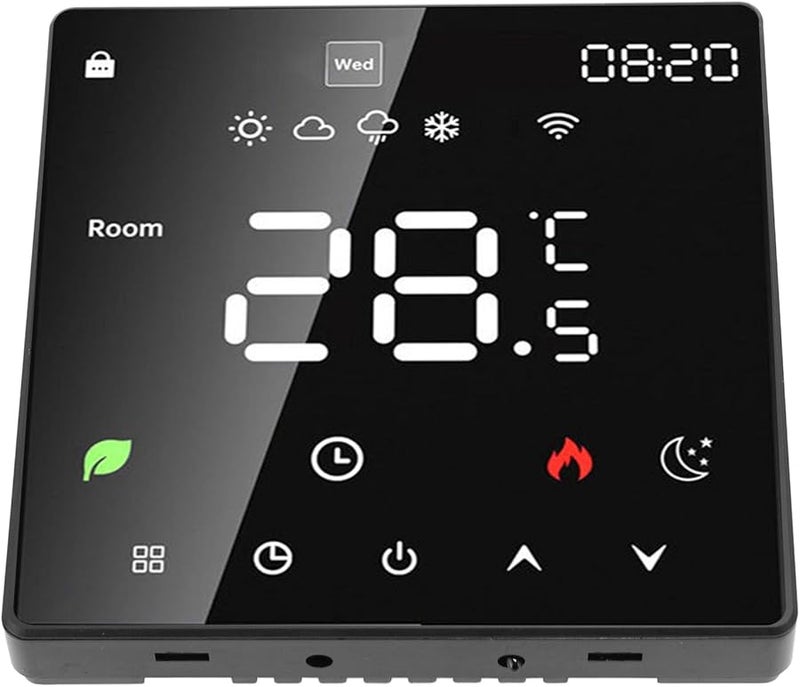 منظم حرارة أرضي قابل للبرمجة عبر واي فاي بشاشة لمسية لتحكم في درجة الحرارة 16 أمبير أسود - Image 1