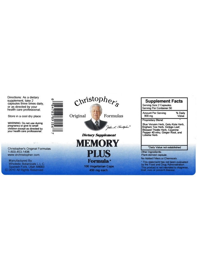 Christopher's Original Formulas Memory Plus Herbal Blend - Brain Supplements for Memory & Focus - Supports Cognitive Function, Energy, & Alertness - Image 5
