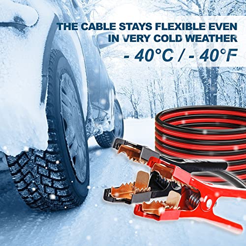 AWELTEC Jumper Cables 4 Gauge 25 Feet Battery Jumper Cables for Car -40℉ to 140℉ - Heavy Duty Booster Cables with Carry Bag, Safety Gloves and Iron Brush (4AWG x 25FT) - Image 5