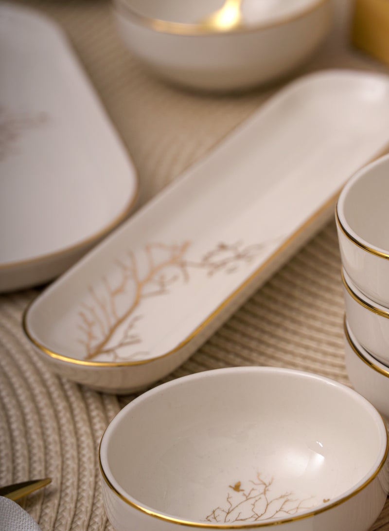 فاريكا البورسلين حياة طقم إفطار من البورسلين المطلي بالذهب مكون من 16 قطعة مكون من 6 قطع أبيض/ذهبي - Image 4