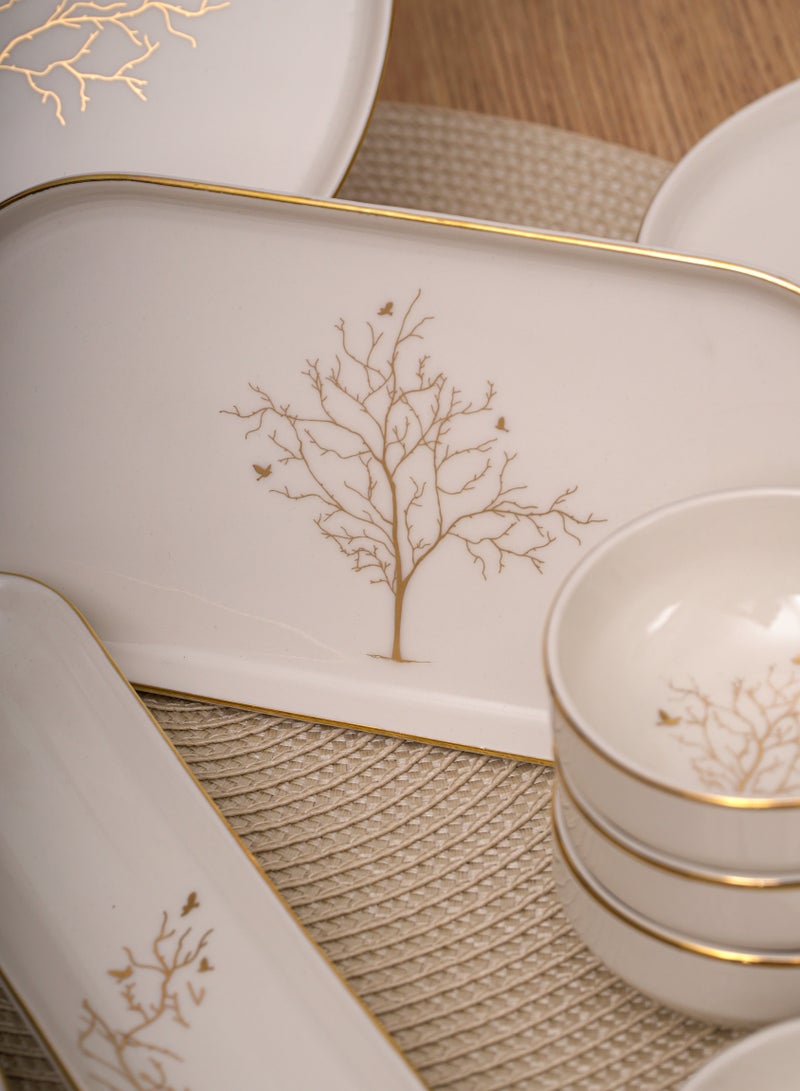 فاريكا البورسلين حياة طقم إفطار من البورسلين المطلي بالذهب مكون من 16 قطعة مكون من 6 قطع أبيض/ذهبي - Image 3