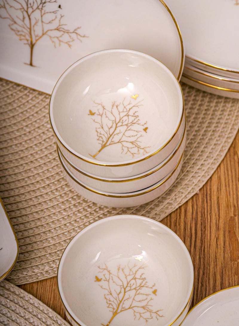 فاريكا البورسلين حياة طقم إفطار من البورسلين المطلي بالذهب مكون من 16 قطعة مكون من 6 قطع أبيض/ذهبي - Image 5