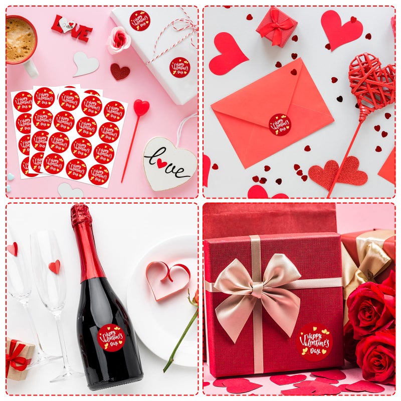 JUESMOS Happy Valentine's Day Stickers Labels Valentine's Day Gift Tags Stickers 1.5" Valentine Labels Stickers for Kids Envelopes Seal Boxes Cards Valentines Party Favor Decorations - Image 2