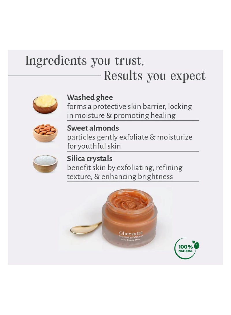 Shankara Gheesutrā Nourishing Exfoliator 50ml | Clarifying Face Scrub with Pure Ghee & Natural Herbs - Image 3