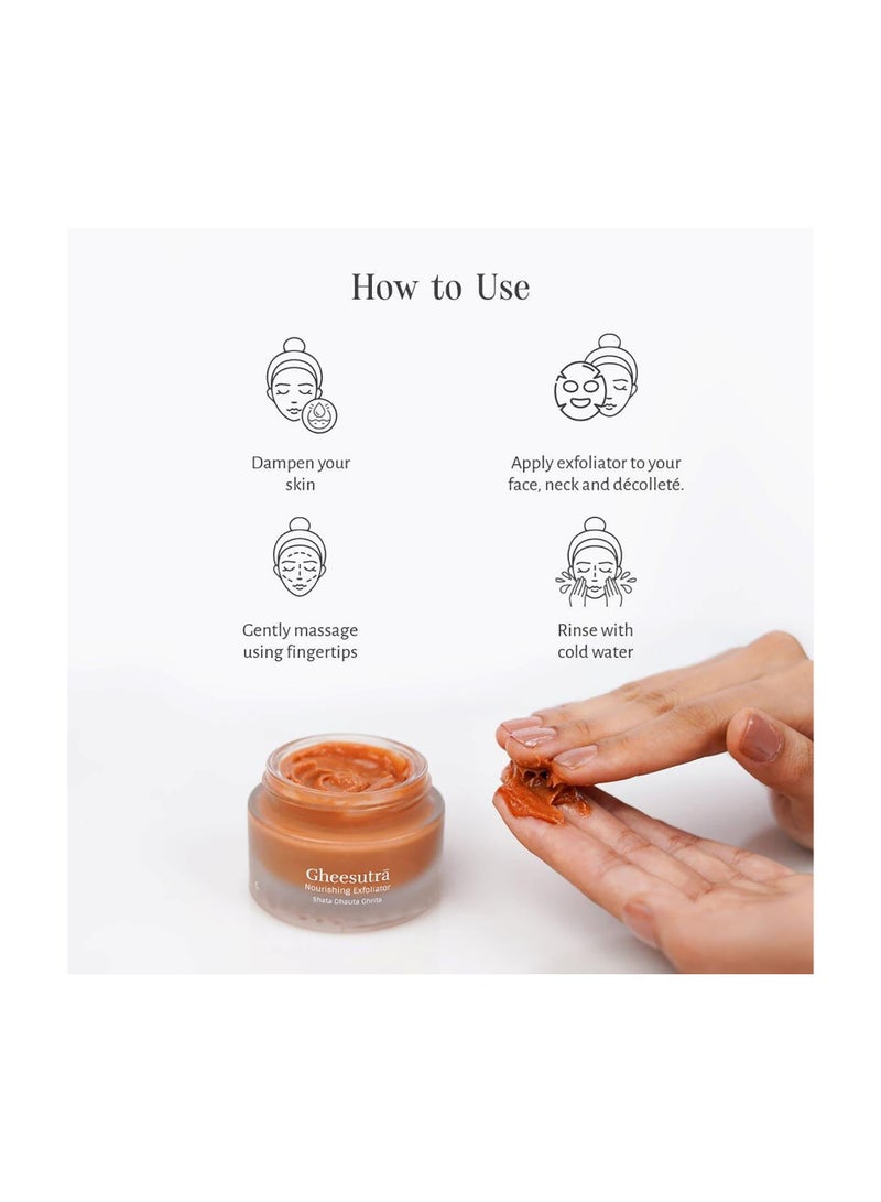 Shankara Gheesutrā Nourishing Exfoliator 50ml | Clarifying Face Scrub with Pure Ghee & Natural Herbs - Image 4