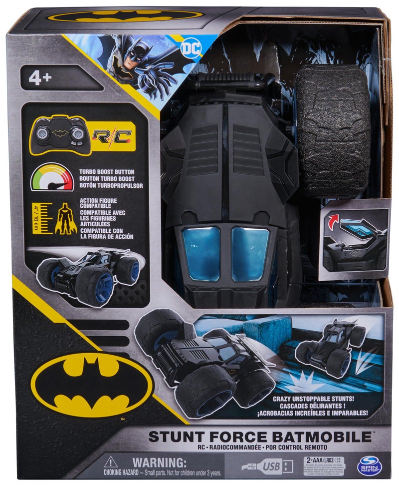 Batman DC Comics, Batman Stunt Force Batmobile, Indoor Remote Control Car, Turbo Boost & Crazy Stunts, Collectible Super Hero Kids Toys for Boys and Girls 4 and Up - Image 2