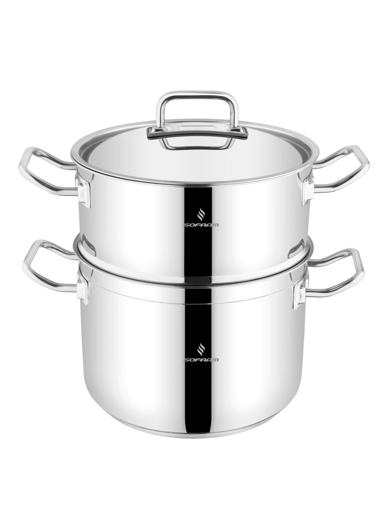 سوفرام قدر طبخ بخار سوفرام استيل تركي غطاء ستيل مقاس 18 سم - Image 3