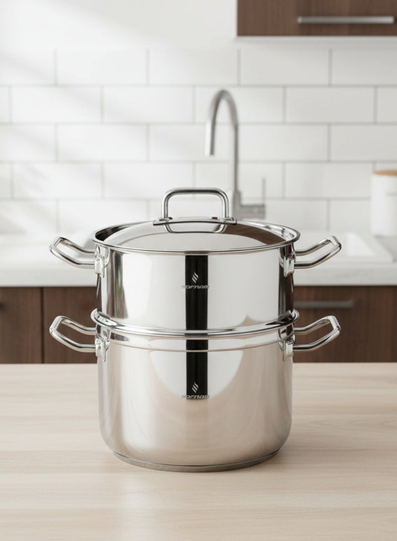 سوفرام قدر طبخ بخار سوفرام استيل تركي غطاء ستيل مقاس 18 سم - Image 1