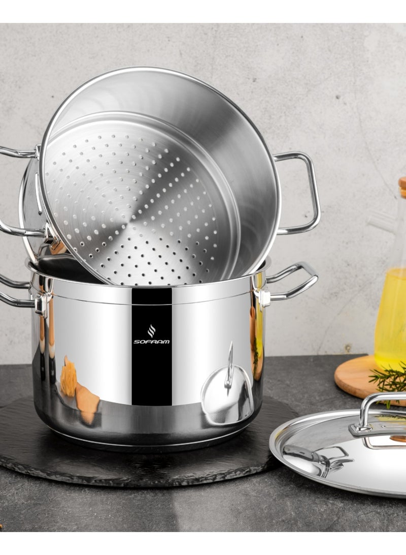 سوفرام قدر طبخ بخار سوفرام استيل تركي غطاء ستيل مقاس 18 سم - Image 4