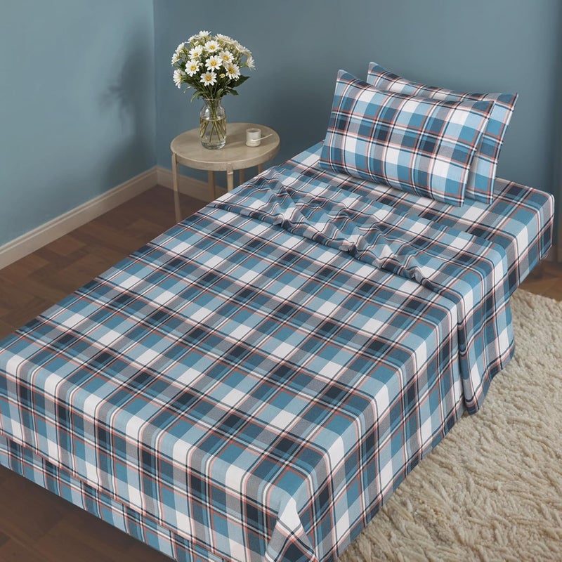 RUVANTI Flannel Sheets Twin Size 4 Pcs - 100% Cotton Double Brushed Bed Sheets, Deep Pockets 16 Inches, All Seasons Breathable, Extra Soft & Comfy Twin Sheets Set, Dynasty - Image 2