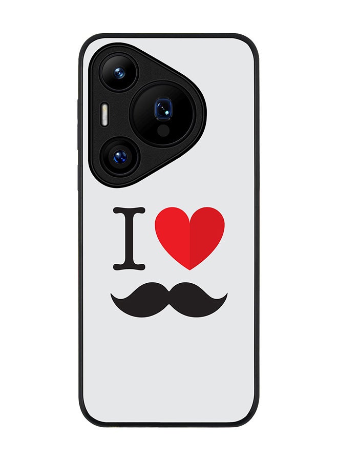 Stylizedd Rugged Black edge case for Huawei Pura 70, Slim fit Soft Case Flexible Rubber Edges Anti Drop TPU Gel Thin Cover -  I Love Moustashe - Image 1