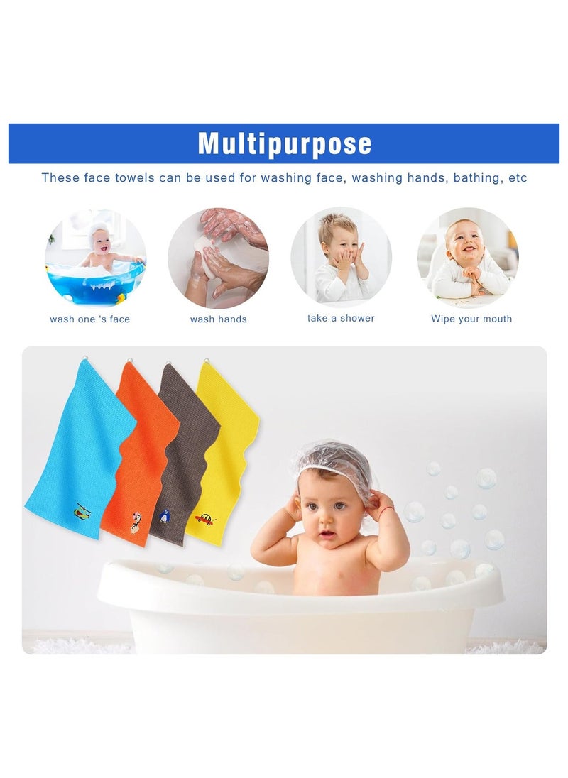 طقم من 4 مناديل وجه للأطفال، منشفة وجه للأطفال مصنوعة من 100% قطن، مناشف استحمام للأطفال، مناديل وجه ناعمة قابلة لإعادة الاستخدام للأطفال، قياس 25x50 سم - Image 5