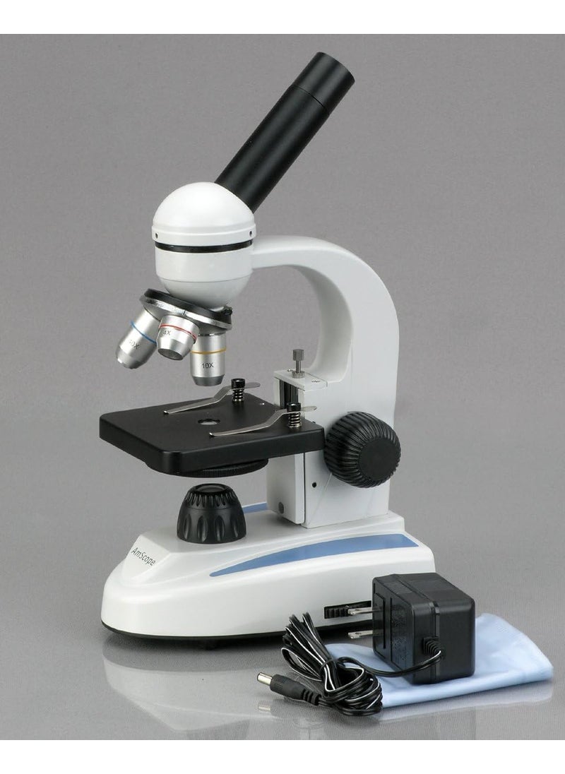 AmScope AmScope M149CE Digital Compound Monocular Microscope WF10x and WF25x Eyepieces 40x1000x Magnification LED Illumination Brightfield SingleLens Condenser Plain Stage 110V or BatteryPowered HeavyDuty Metal Frame Includes 03MP Camera and Software  - Image 4