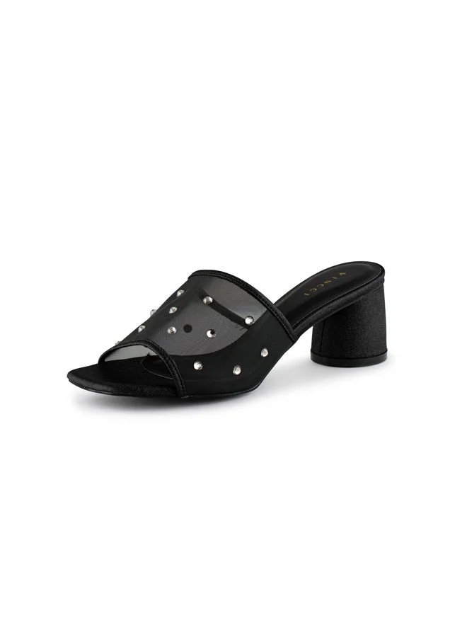 فينتشي صنادل نسائية ذات حزام واحد بكعب متوسط