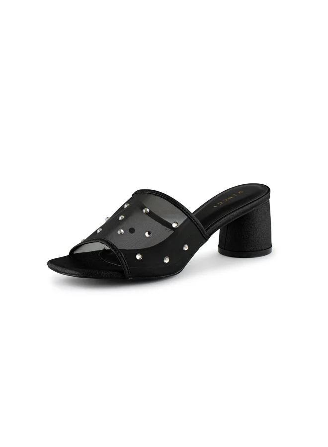 فينتشي صنادل نسائية ذات حزام واحد بكعب متوسط