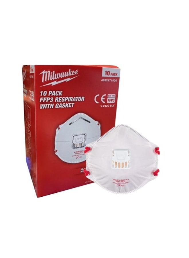 Milwaukee FFP3 Respirator with Valve - 10pc - Image 1