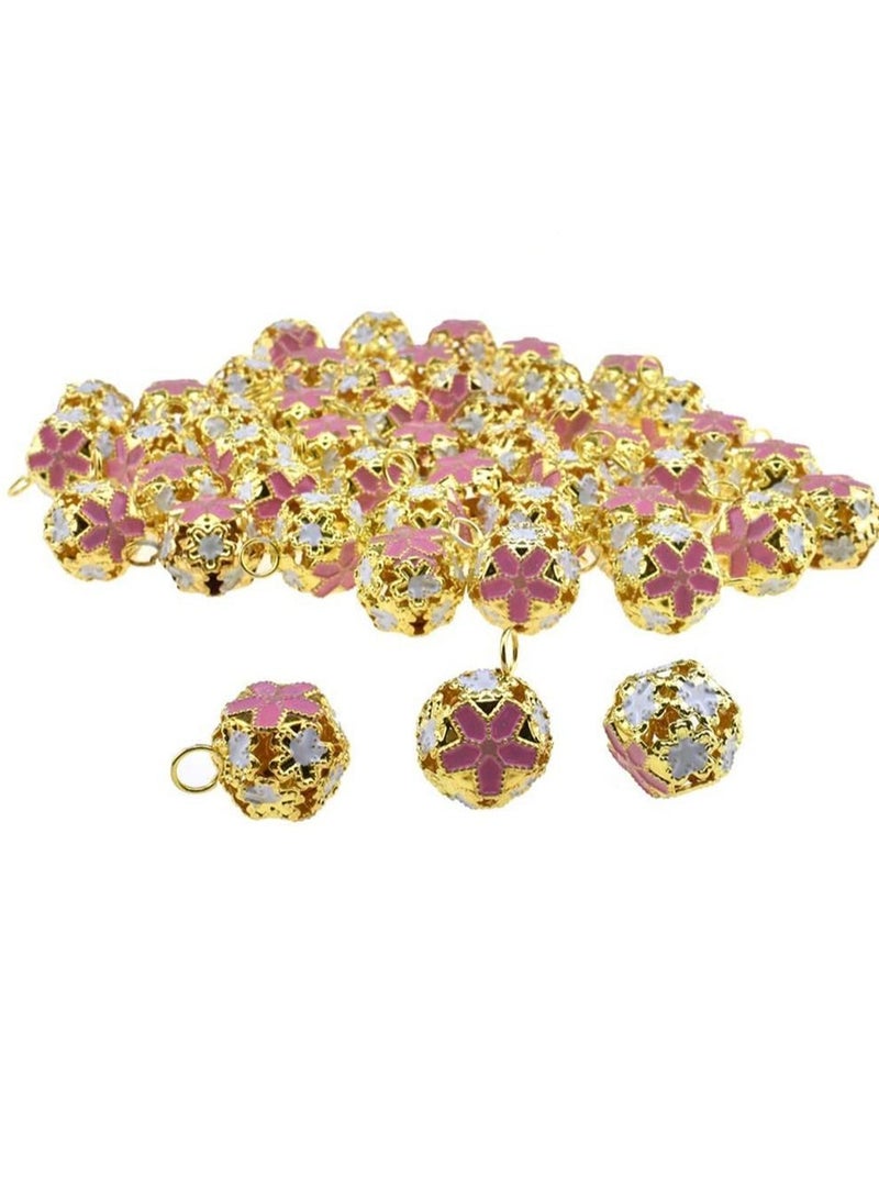 Y&D 50 Pieces Pink Jingle Bell, Carbon Steel Rust Free Mini Light Wallet Bead Bracelet Anklet Necklace Pendant Door Pet Toy Collar Gift Box Decoration  - Image 1