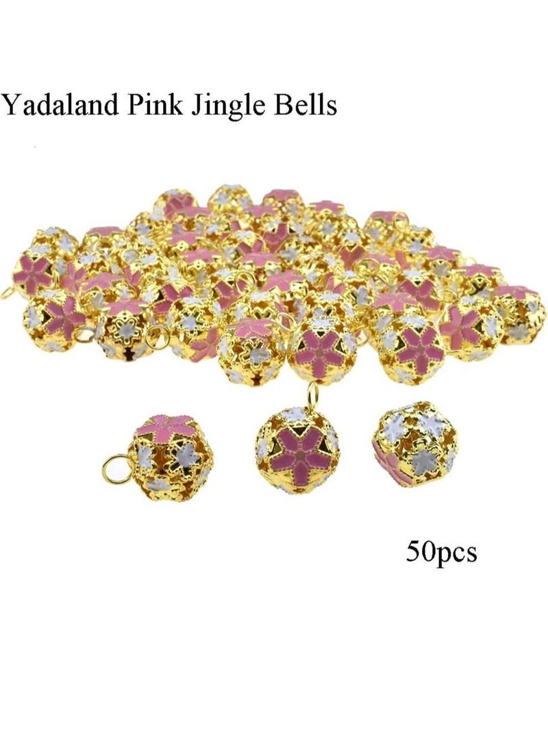 Y&D 50 Pieces Pink Jingle Bell, Carbon Steel Rust Free Mini Light Wallet Bead Bracelet Anklet Necklace Pendant Door Pet Toy Collar Gift Box Decoration  - Image 5