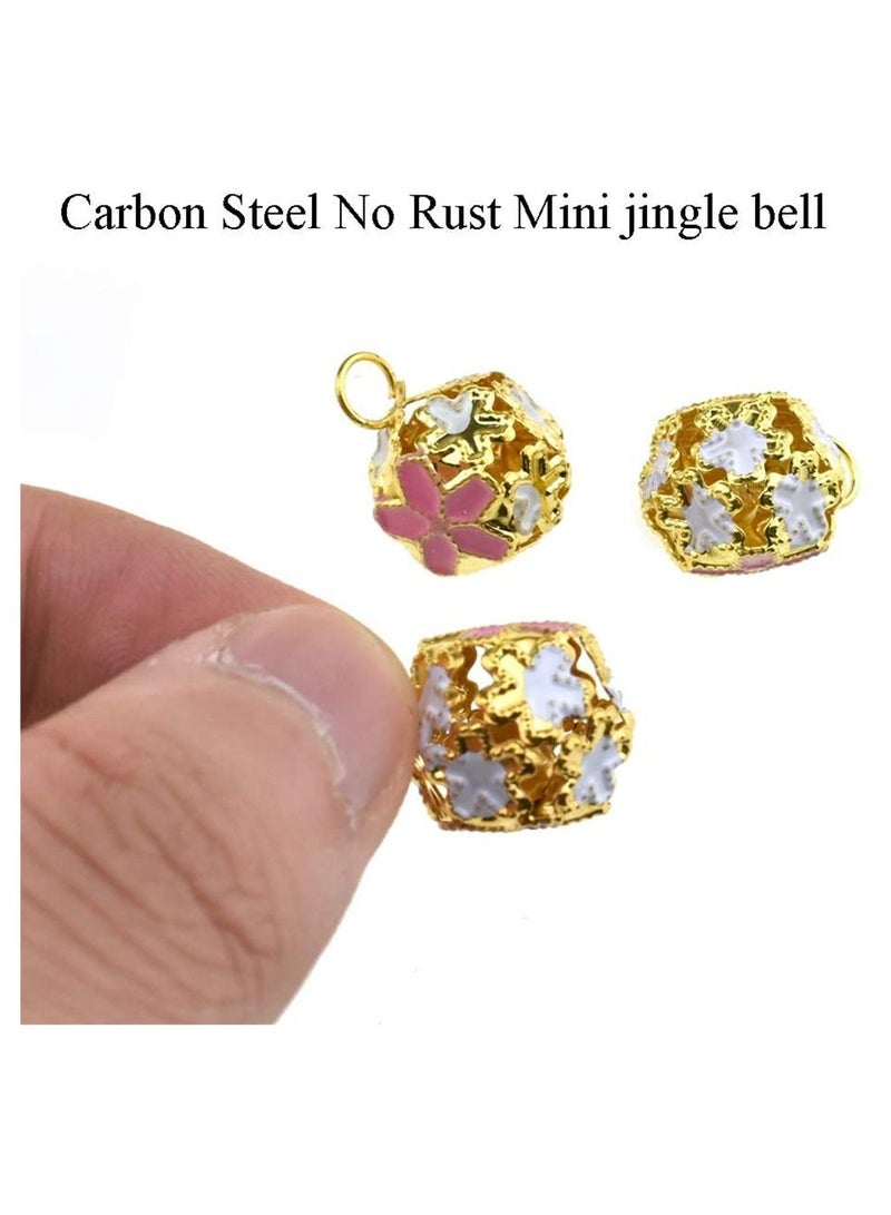 Y&D 50 Pieces Pink Jingle Bell, Carbon Steel Rust Free Mini Light Wallet Bead Bracelet Anklet Necklace Pendant Door Pet Toy Collar Gift Box Decoration  - Image 3