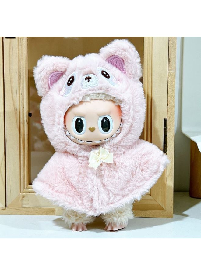 Spot Labubu Baby Clothes Dress-Up Cloak Cute Vinyl Doll Heart-Warming Macaron Doll Plush Toy Dress-Up-Specification:Labubu Can Be Worn [doll Not Included]-Color:Pink Fox Shawl  - Image 1