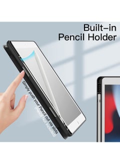 روك بو حافظة لجهاز iPad مقاس 10.2 بوصة (الجيل التاسع/الثامن/السابع 2021/2020/2019) مع حامل قلم شفاف وغطاء خلفي شفاف وحامل رفيع وغطاء لوحي مقاوم للصدمات مع خاصية الاستيقاظ/السكون التلقائي  - Image 5