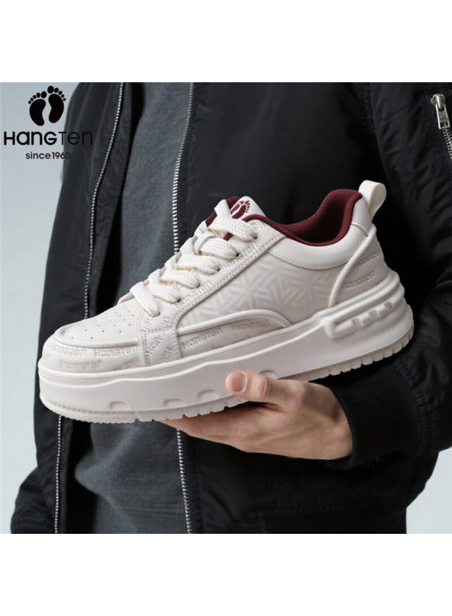 Hang Ten Trendy Men's Casual Sneakers Spring New Soft Sole White Shoes Height Increasing Sports Shoes White Size 44 - Image 2