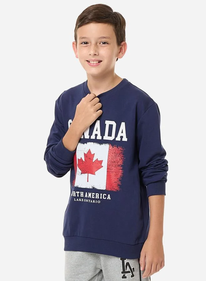 victor and jane Canada Graphic Print Round Neck Sweatshirt by Styli